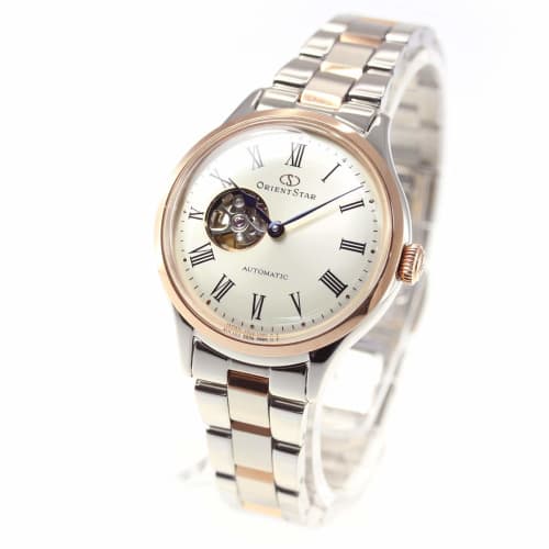Orient Star RK-ND0001S Women's Automatic Watch, Classic Semi-Skeleton, Mechanical, Made in Japan, with 2-Year Manufacturer's Warranty, Open Heart, Whi