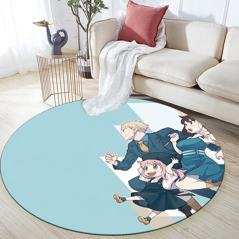 Spy X Family Round Area Rug,Carpet Rug for Living Room Bedroom Sofa Playroom Decor,Non-slip Floor Mat