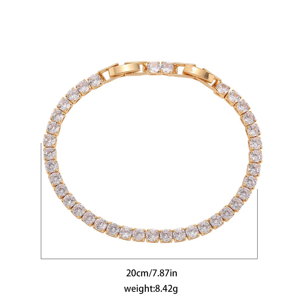 New AAA Cubic Zirconia Stone Tennis Bracelets Gold Stainless Steel Metal Chain Bracelet for Women Punk Hip Hop Jewelry