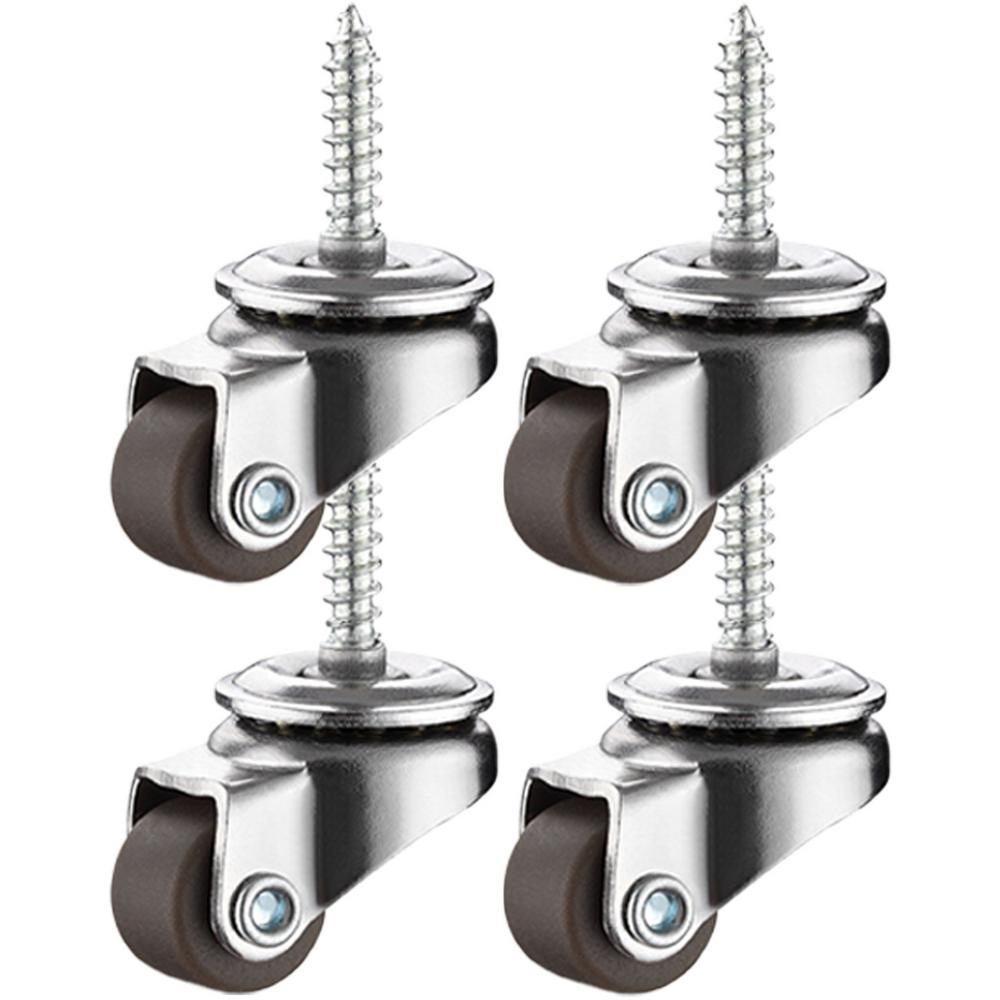 

0.5 inch Casters Set of 4 Rubber Small Caster Wheels for Heavy Duty Furniture Cabinets Mini Castors No Noise Smooth Swivel Wheel коричневий