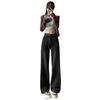 Black and gray wide-leg jeans women's 2025 high-waisted straight loose floor pants American retro spring clothing European and American style