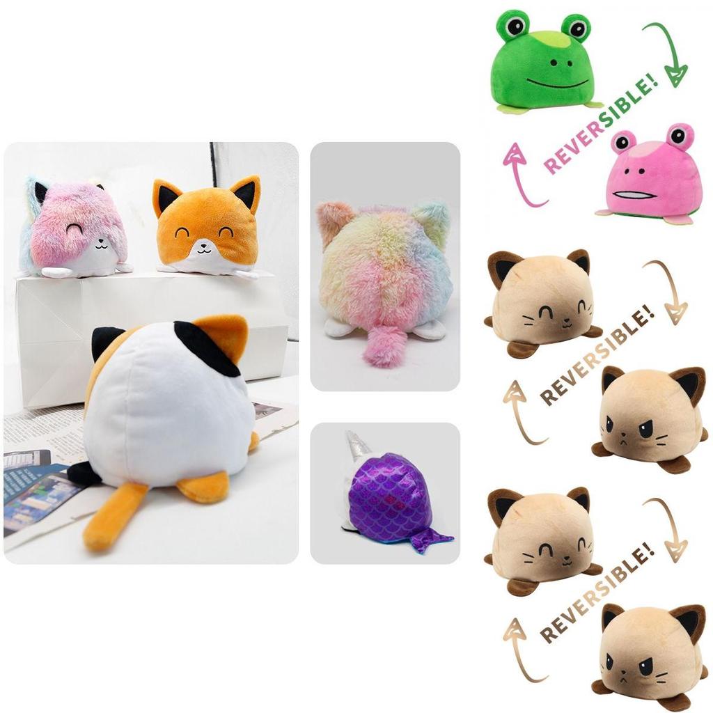 Reversible Flip Cat Plush Stuffed Toy Soft And Cute Animal Doll For Children Gifts