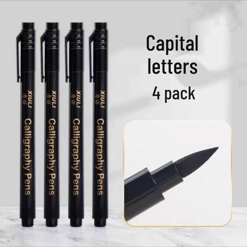 Versatile Calligraphy Pen Set: Refillable Soft Tips for Practice & Art - Includes Large, Medium, Small & Extra-Fine for Sutras, Painting & Outlining.