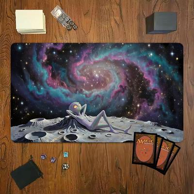 Magic Party Kosmischer Nebel Alien Mauspade Spielmatte 24"X14" MTG TCG Schreibtischmatte für Arbeit Spiel PC Laptop Teppich Teppich MousePad