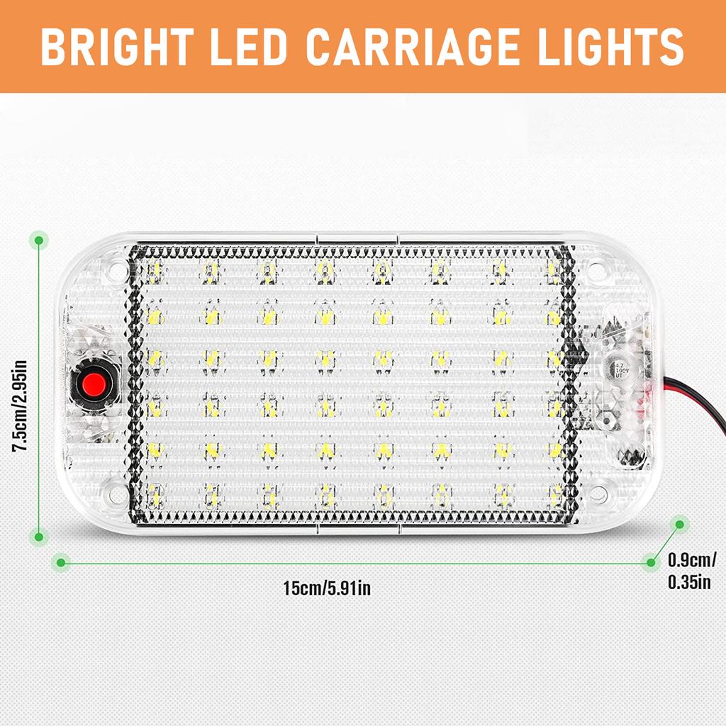 2 Pcs LED Interior Light 10W 48 LED Universal Bright Interior Light With ON/OFF Switch For 12V-85V Car Truck Dome Ceiling