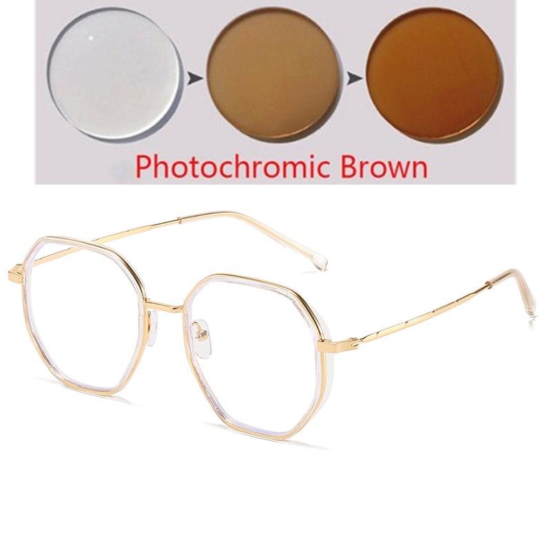 0 -0.5 -0.75 To -6.0 Polygon Student Myopia Eyeglasses Finished Women Men Vintage Metal Prescription Glasses For The Nearsighted
