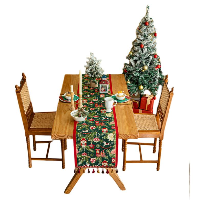Premium Christmas Table Runner Festive Dining Table Cloth Long Decorative Tea Table Cover