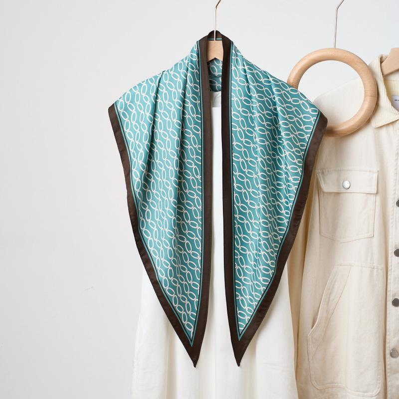 Summer Atmosphere Wearing Headscarf Twill Silk Simulation Silk Cool Diagonal Scarf Cashew Print Women's Triangle Silk Scarf