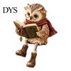 Owl Figurine for Bookshelf Reading Figurine, Creative Statue with Glasses Scarf Boots And Open Book, Decorative Animal Figure Mantel Sculpture