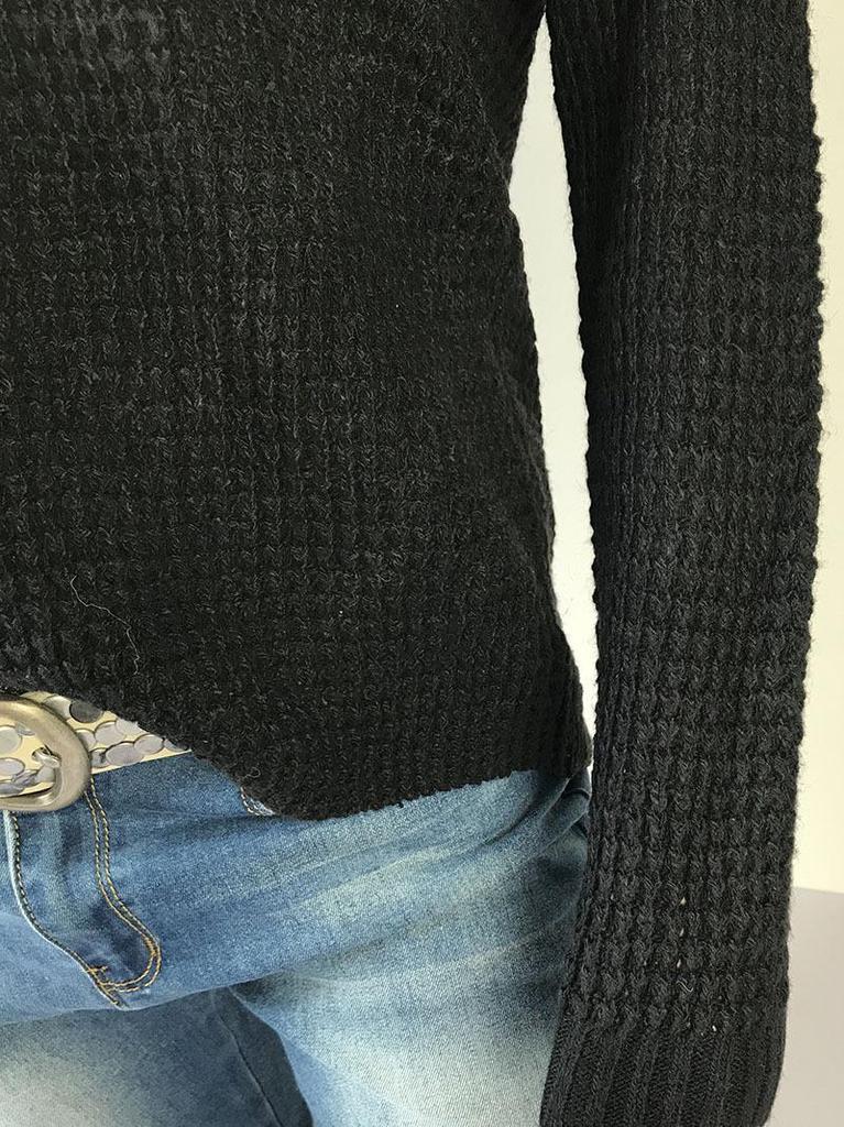 2025 Women's European & American Autumn/Winter High Neck Knit Sweater - Solid Colors