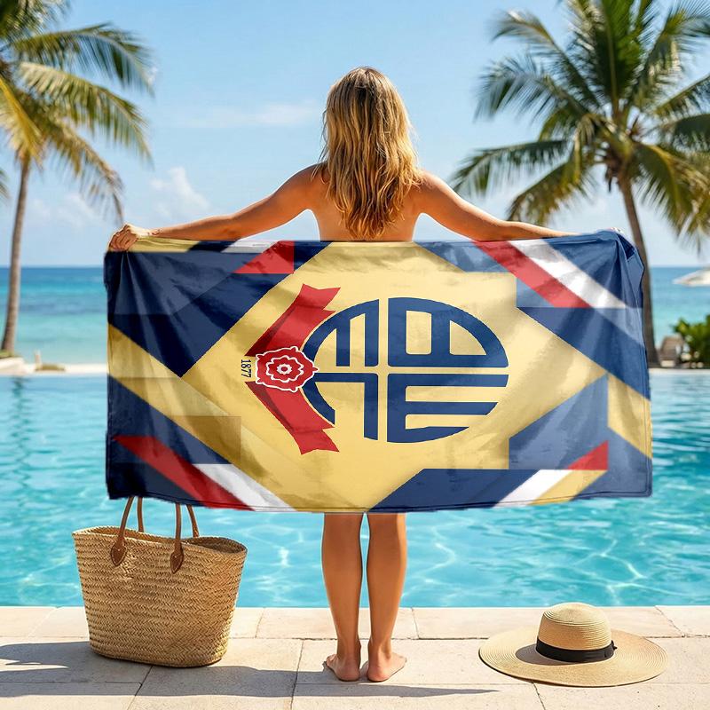 Bolton Wanderers FC Print Quick Dry Beach Towel Microfiber Absorbent Portable Travel Swimming Towel