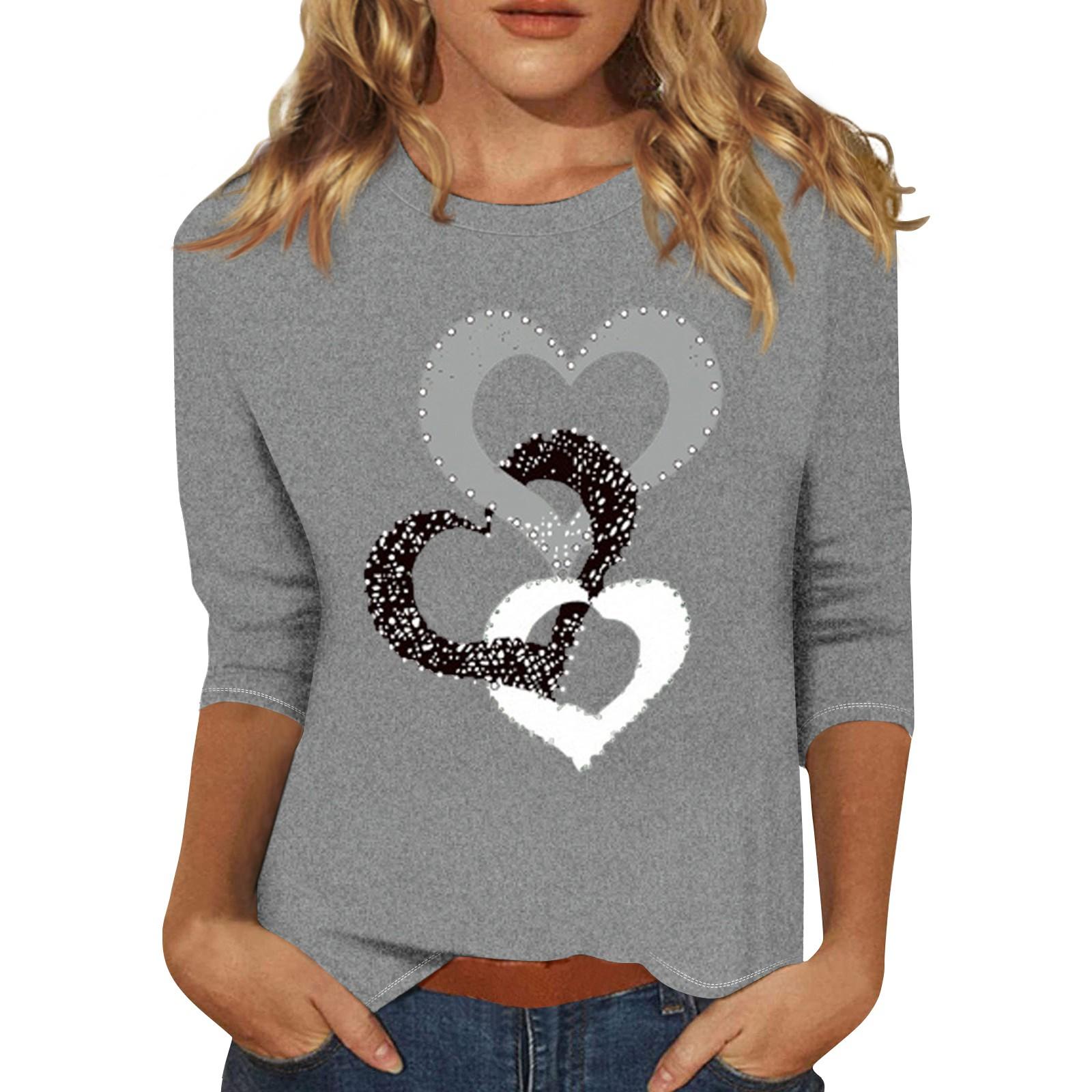 

Женская модная повседневная свободная футболка с круглым вырезом и рукавами 3/4 с принтом, женский топ XXL