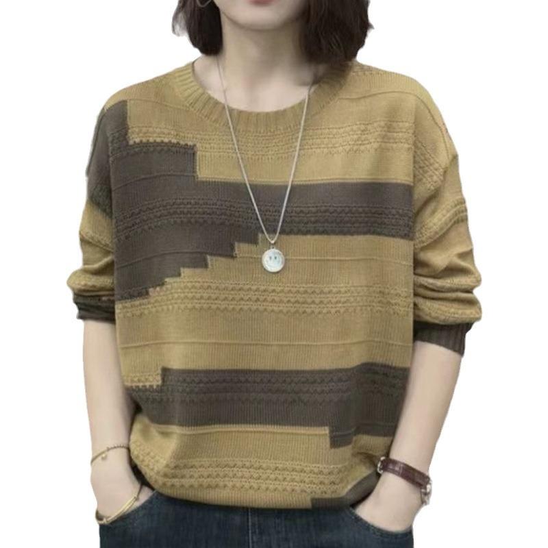 Spring and Autumn Women's Round Neck Knitted Sweater Hooded Thin Sweater Women's Bottom Coat