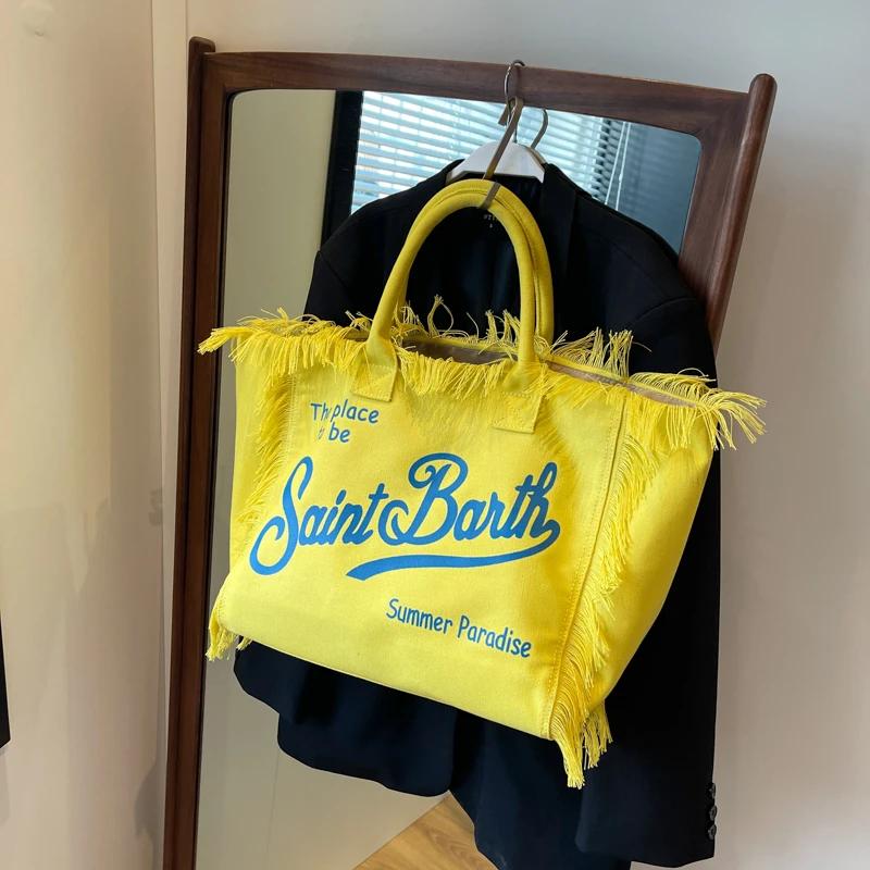 Hochwertige Handtaschen mit Buchstabenquaste für Damen, heißer Verkauf, Canvas, einfarbig, gespleißte Tasche, große Kapazität, modische Umhängetaschen