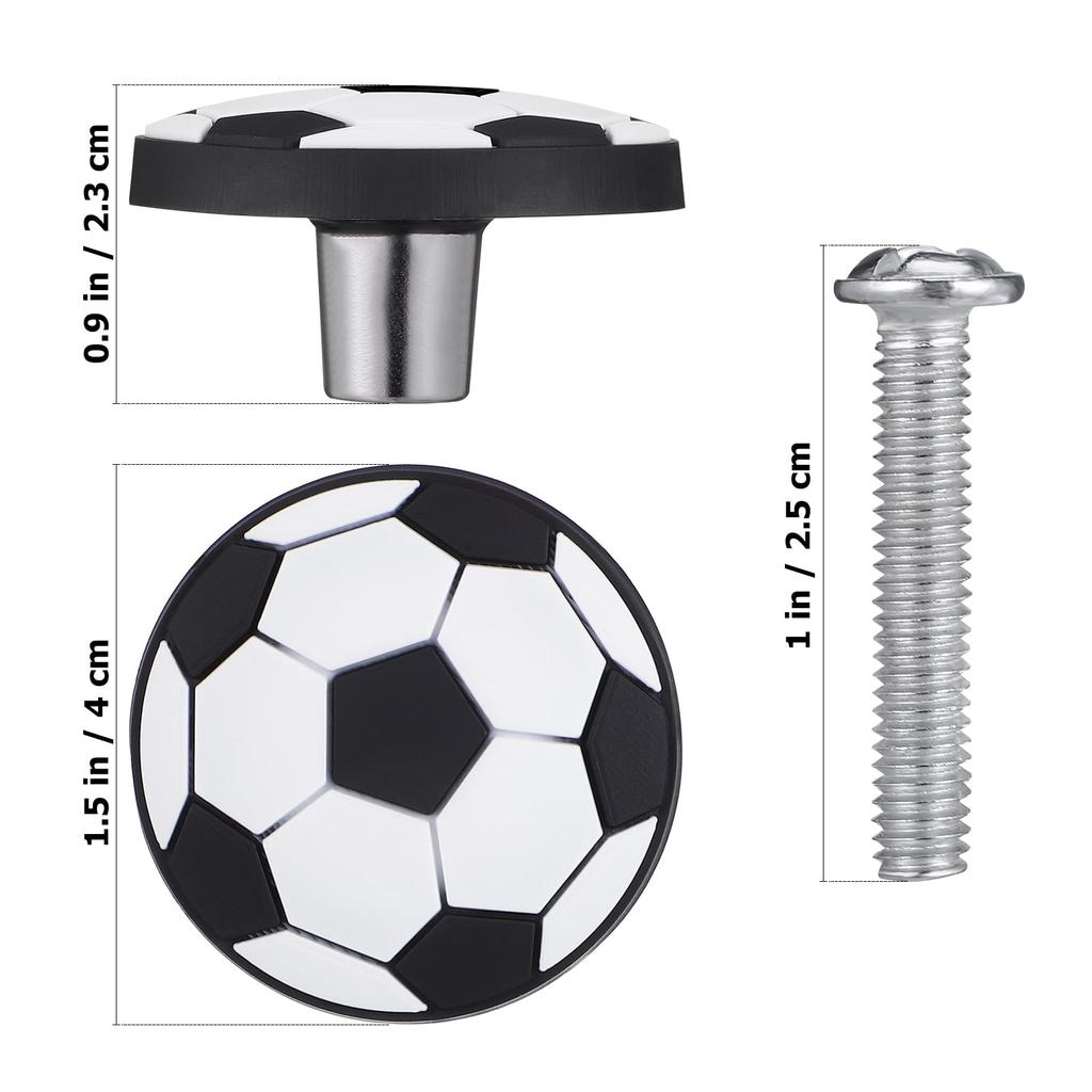 Set van 6 Zachte Rubberen Voetbalvormige Ladeknoppen voor Kinderkamer, Anti-botsing Sportkastgrepen voor Jongens Commode