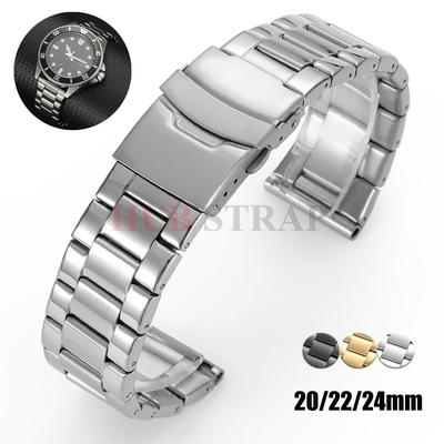 Stainless Steel Watch Band Bracelet 20mm 22mm 24mm Women Men Solid Matte Metal Wristband Replacement Strap Accessories With Tool