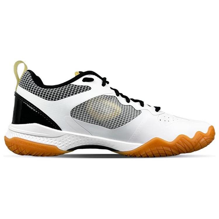 New LiNing Gladiator Slip Resistant Abrasion Resistant Low Top Badminton Shoes Unisex White Black AYZT011-3