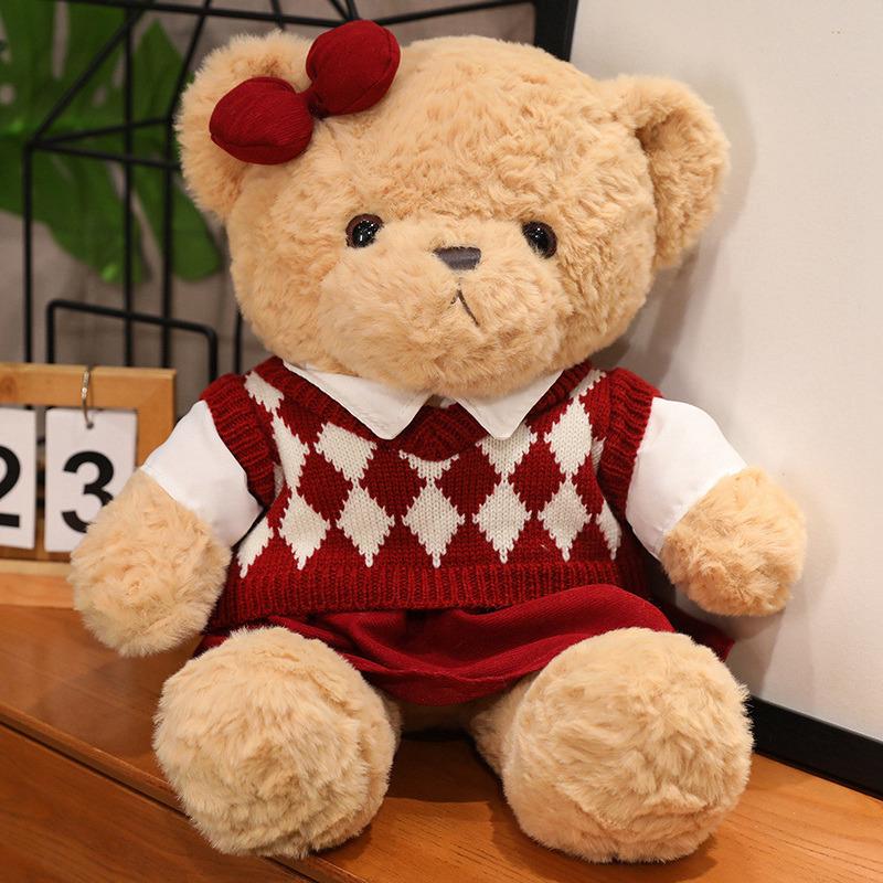Teddybär Plüsch Niedlicher Flauschiger Paarbär Tragen Pullover Kuscheltier Bär Weiche Puppe Geburtstagsgeschenk Für Liebhaber Kinderspielzeug
