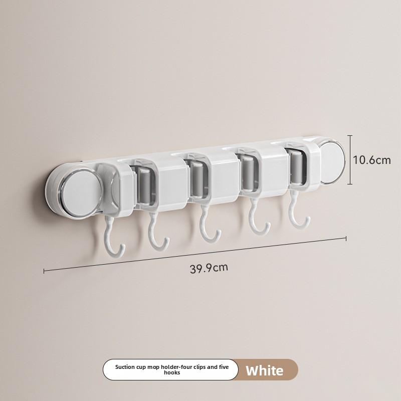 Suction Cup Mop Clamp, No Need for Drilling, Bathroom Household Mop Hook, Wall Hanging Clamp, Hanging Rack, No Trace, Strong Mop Rack