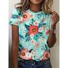 Summer Flower 3D Printing Fashion Street Trend T-Shirts Casual Loose Short Sleeve Round Neck Women's T-Shirts