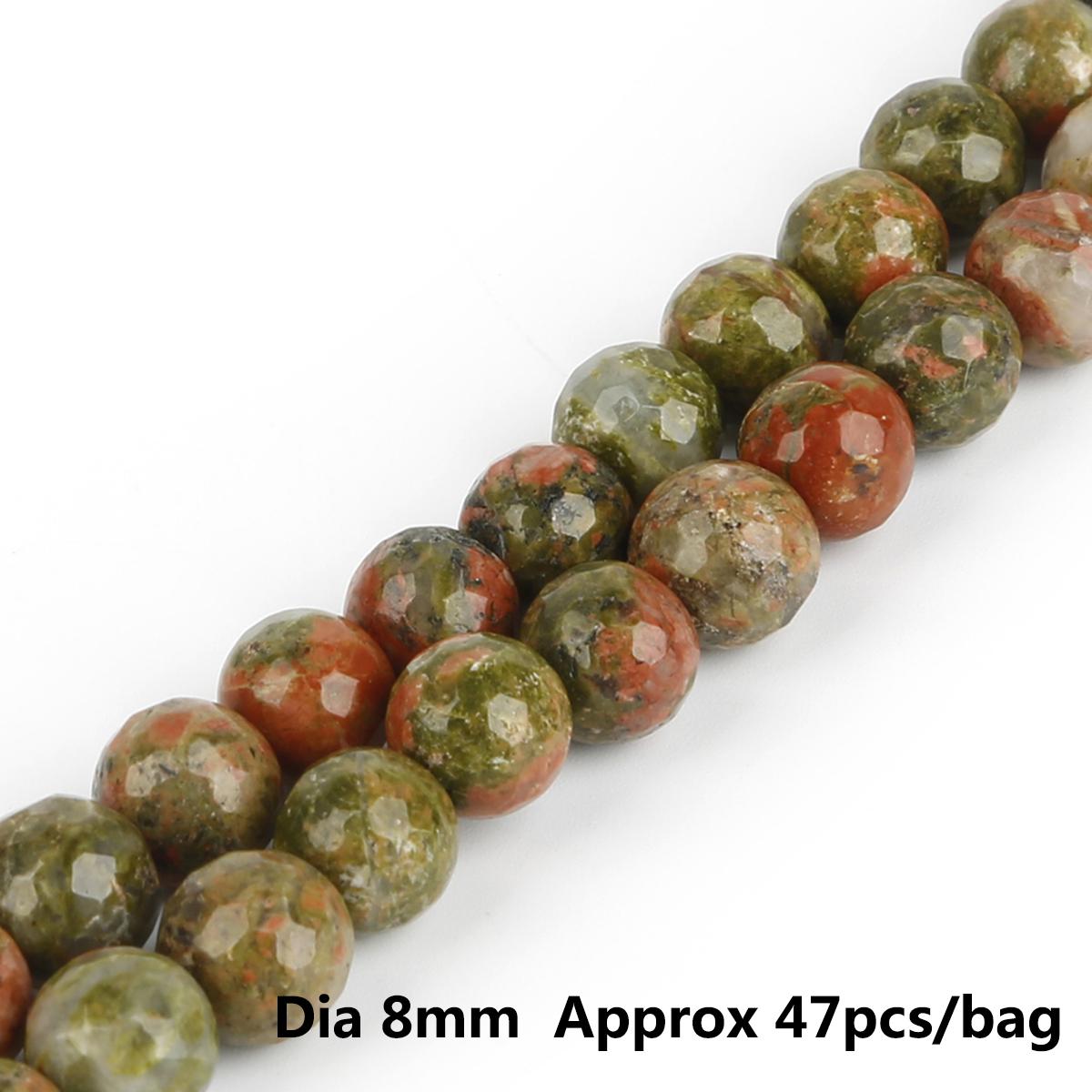 

Натуральный цветок, зеленый камень, граненые круглые свободные бусины, прядь 15 дюймов, 4, 6, 8, 10 мм, размер на выбор для изготовления ювелирных изделий 8mm 47pcs
