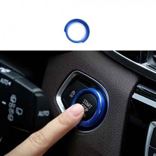 Inner One-Click Startup Blue Aluminum For BMW X2 F39 Button Ring 2018- Trim