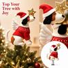 Christmas Tree Topper Decorations - Cute Dog with and Star Ornament for Holiday Tree Top