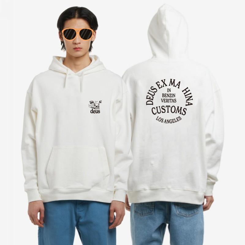 Korean Version Vintage Long Sleeve Y2k Hoodies DEUS EX MACHINA Printed Letter Crew Neck Sweatshirt Hooded Pullover Sweatshirt