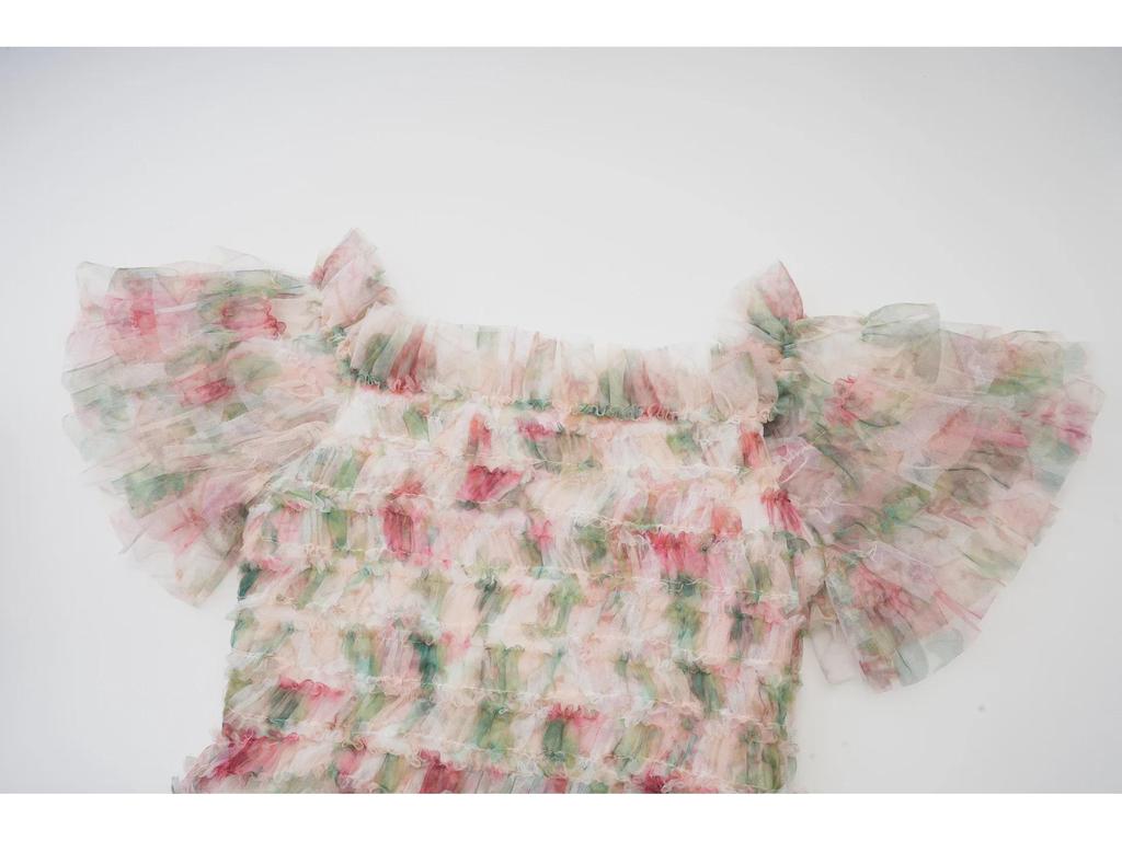 Middle Eastern Floral One-Shoulder Short Dress, Fresh and Sweet Commuter Style with Popular Embroidered Design