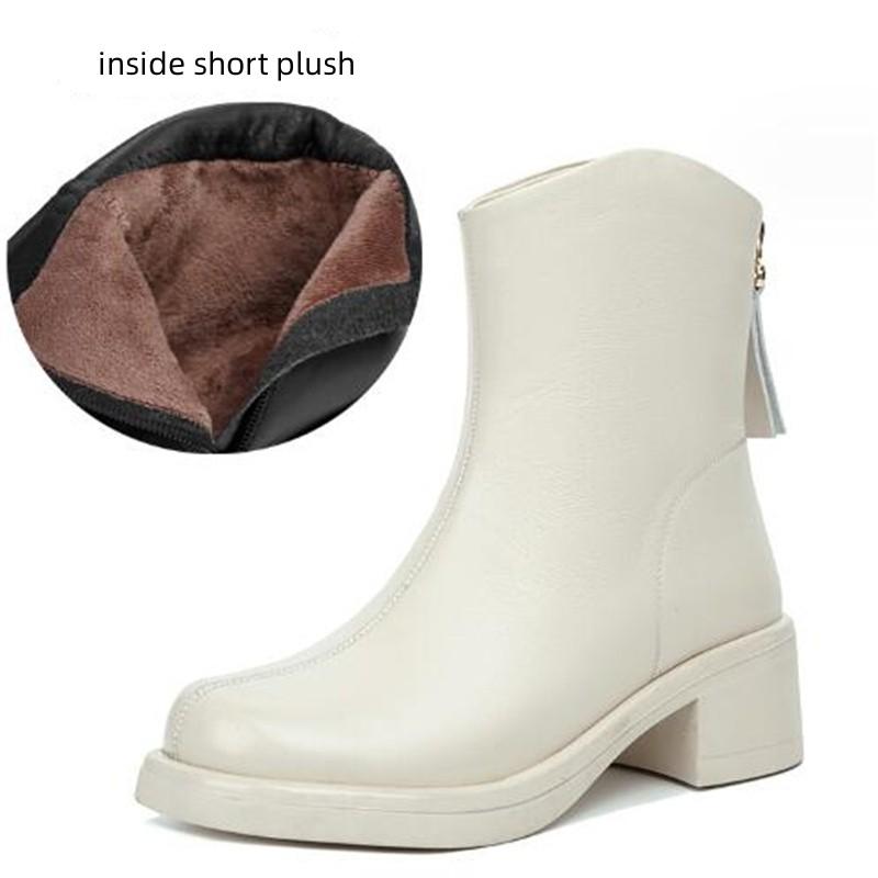 

Temperament Trend Medium Tube Plush Woolen Boots Женские зимние ботинки из искусственной кожи Зимняя обувь Ботинки на высоком каблуке 41