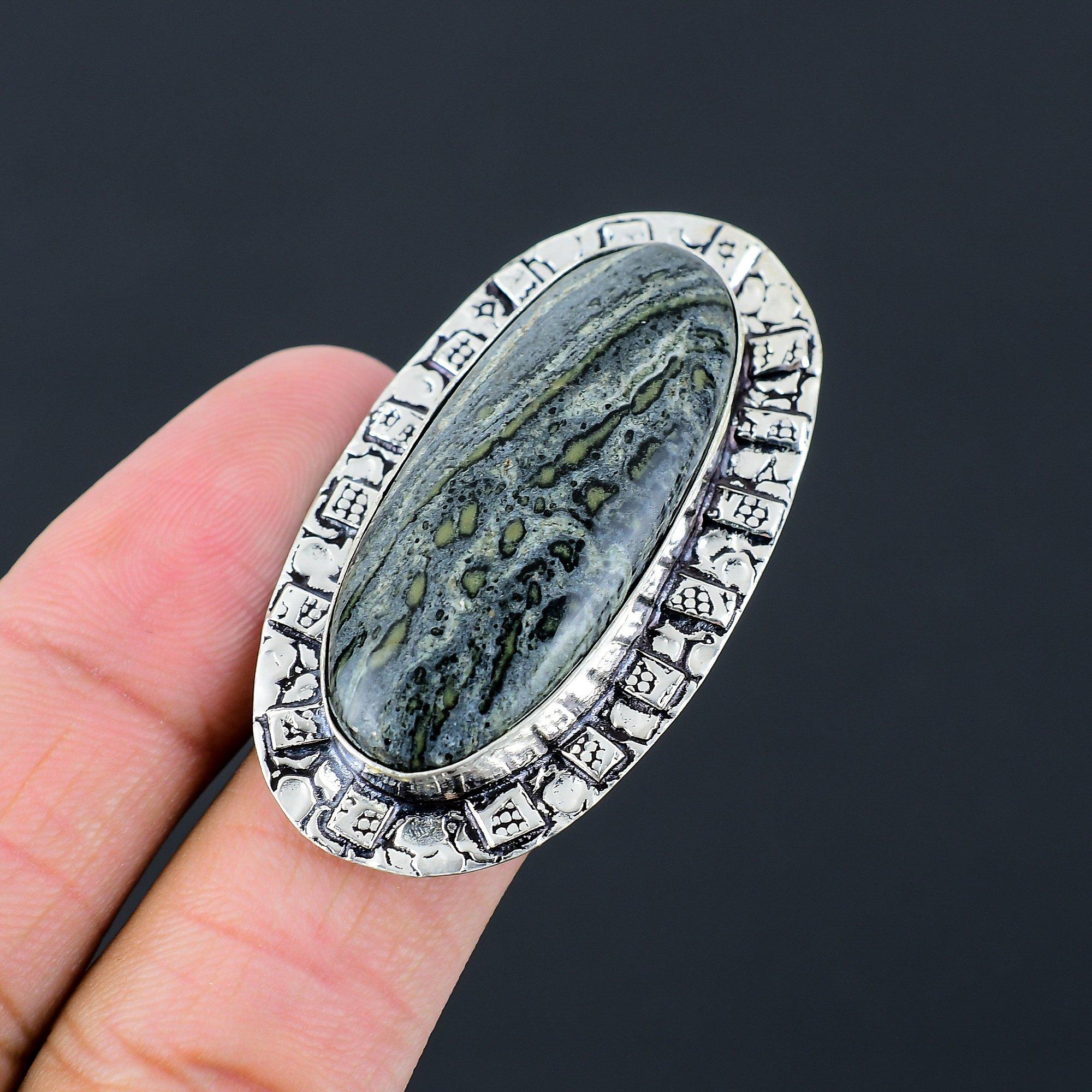Mothers day Sale 925 Silver Kambaba Jasper Stone Elegant Statement Ring US 6.5 6.5