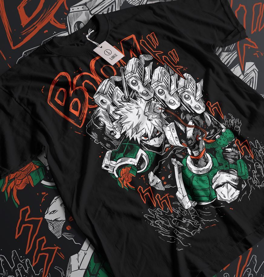 Unisex Shirt Cotton Oversize Large Size Bakugo Katsuki My Hero Boku