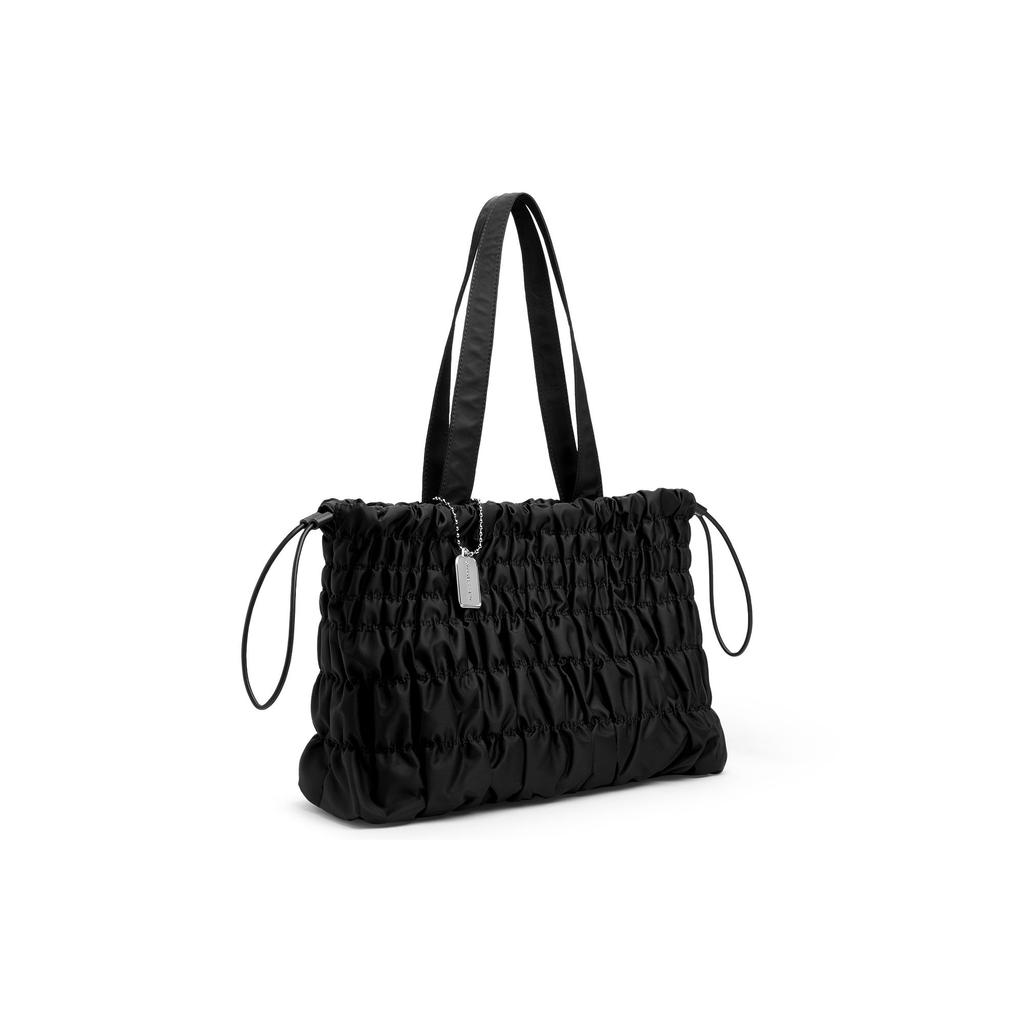 Charles & Keith Drawstring Capacity Pleated Tote Bag Soft Cloud Bag Shoulder Bag Large Women tote bags Cream Black CK2-30271558-1
