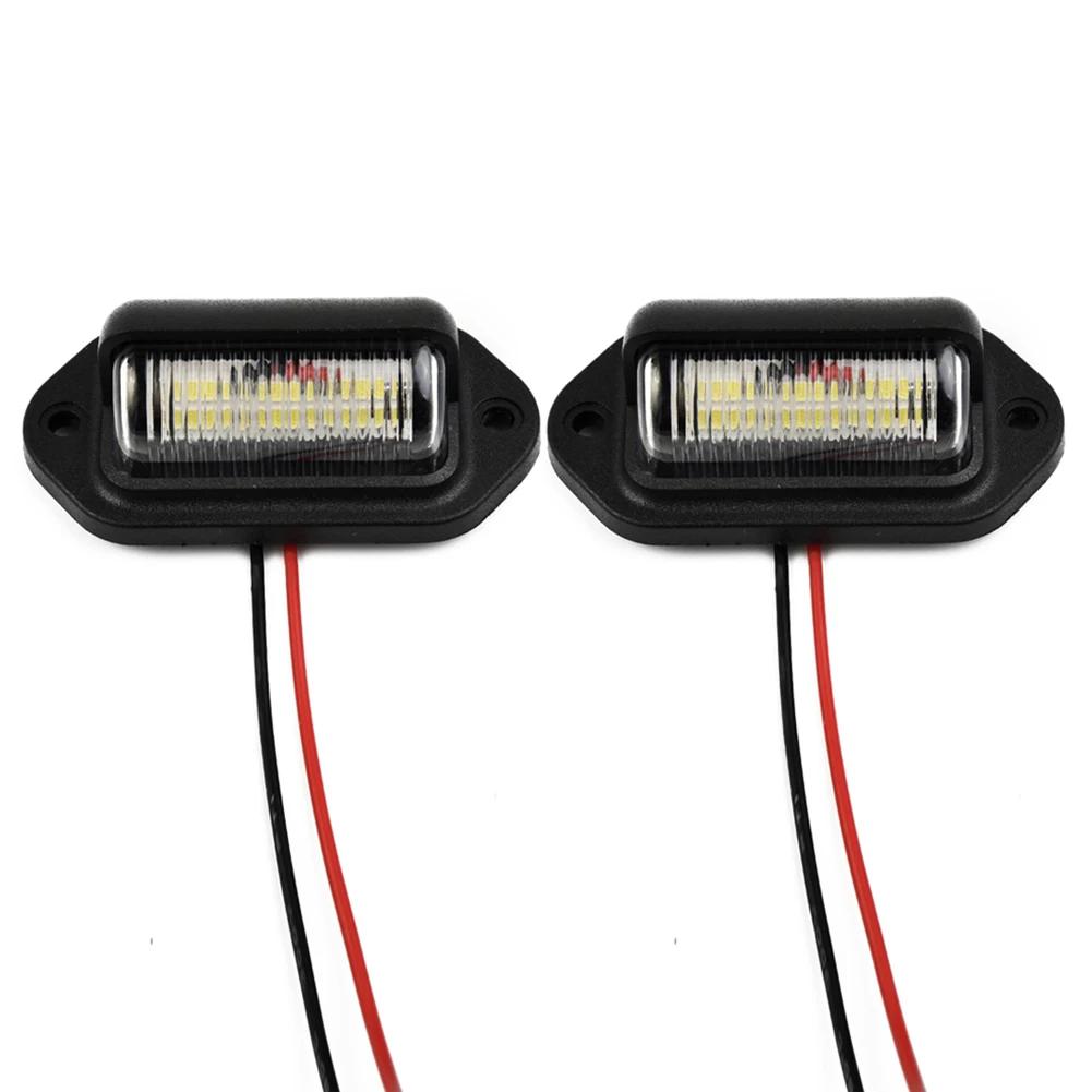 LED License Plate Lights Light 12V Replacement 2 Wire Set Trailer 6-LED Truck 6000k Accessories Useful Boat Waterproof
