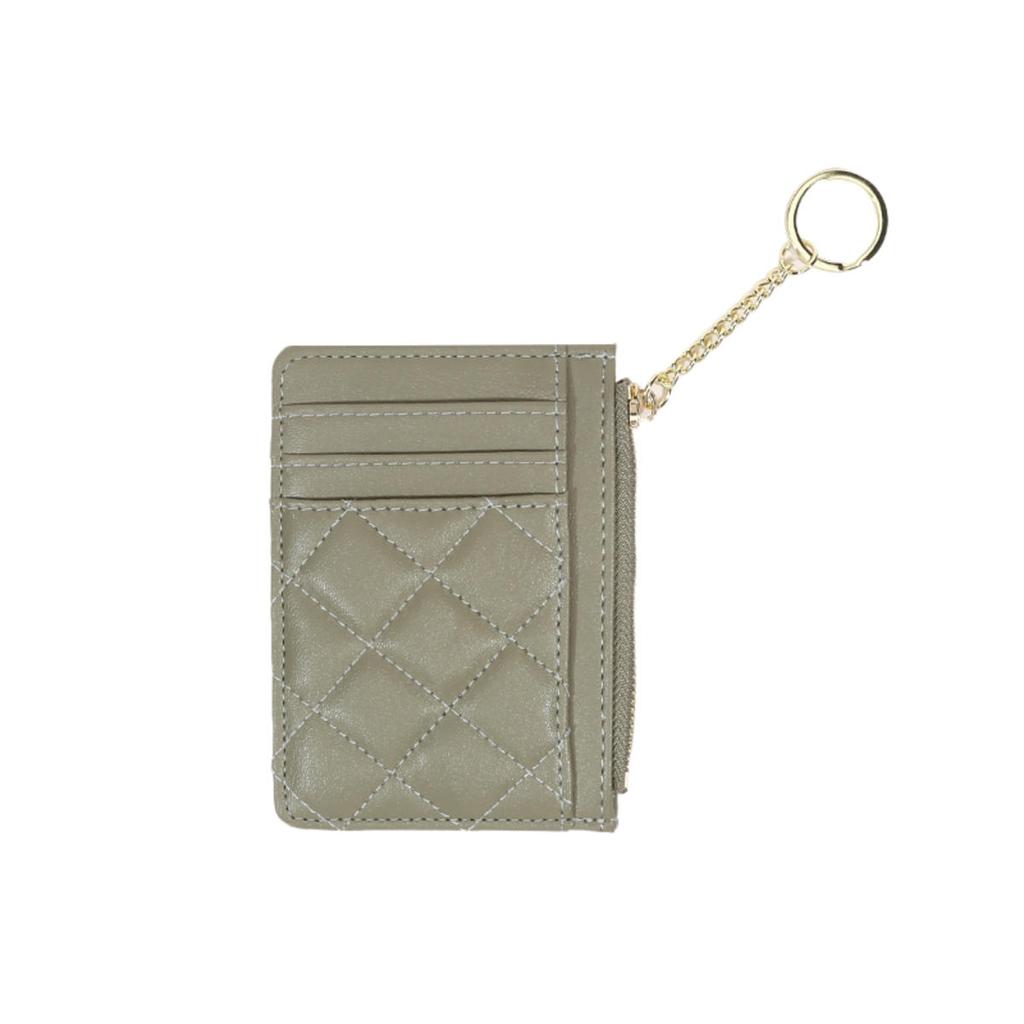 Mote Ensfarget Ultratynn Kort Lommebok Klips Enkel Diamantrutemønster Glidelås Flerspors Kortholder PU Liten Myntpung med Nøkkelring