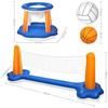 Aufblasbares Pool-Volleyballnetz-Set mit Basketballkorb, Volleyballnetz & Basketballkorb, 2-in-1 schwimmende Wasserspiele für Erwachsene, Wassersport im Hinterhof
