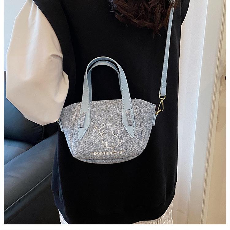 Spring new denim embroidery bag fashion niche large capacity shoulder shopping bag women's bag tide