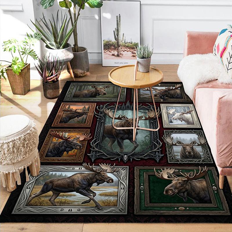 Moose Collection Pattern Rug Floor Mat for Living Room or Bedroom Soft and Comfortable Carpet a Gift for Birthday and Holiday.