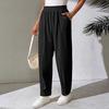 Women's Elastic High-Waist Corduroy Pleated Wide-Leg Pants with Pockets - Casual, Comfortable, Loose Fit for Autumn