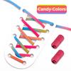 1 Pair No Tie Shoe Laces Round Metal Capsule Lock Elastic Shoelaces For Sneakers Easy To Put On And Off Lazy Shoes Lace Unisex