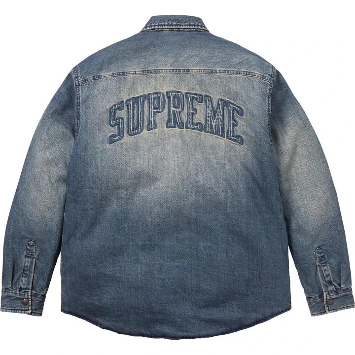Supreme Shearling Lined Denim Work Shirt Washed Indigo