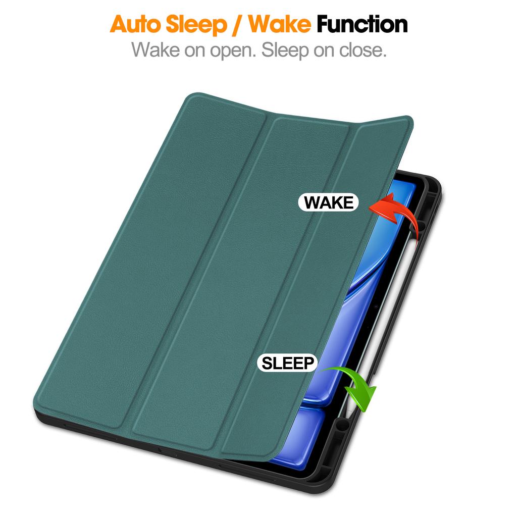 For iPad Air 13 (2025)/(2024) Leather Case Tri-Fold Stand Tablet Cover with Pen Slot