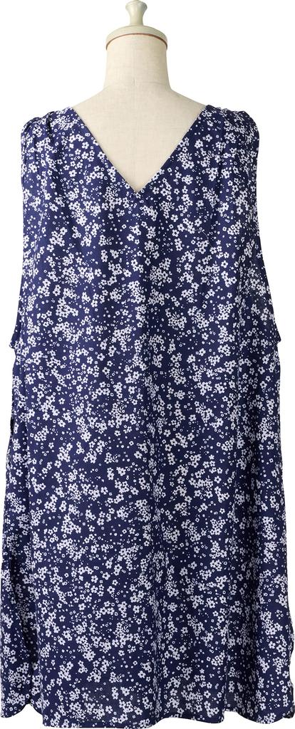 Rep daybyday Marika Cover 90cm Long x with Machine Neck Side Stylish and Suitable for and Nursery School Product 534311 Apron, Navy, 61.5cm Wide,