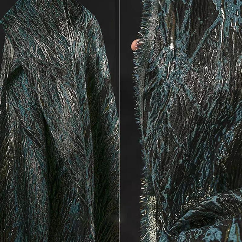 

100x140 см креативный ретро-прожилки волнообразный позолоченный цветочный трехмерный флэш-тяжелая текстура силуэт дизайн одежды ткань