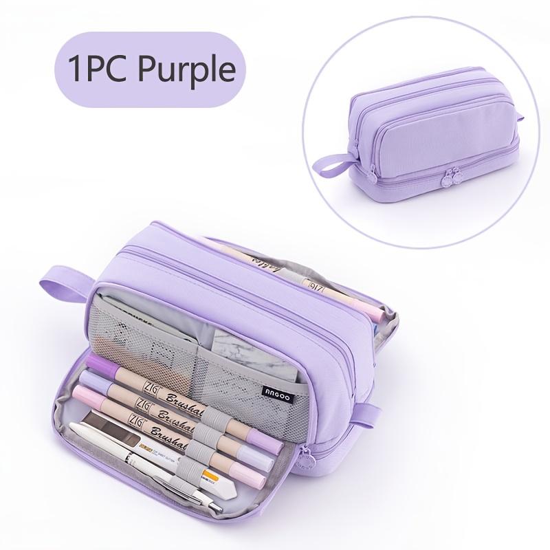1pc Double-layer Double-open Large-capacity Good Looking Junior High School Multi-functional Pocket Zipper Pen Pocket