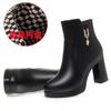 Chunky Heel Platform Women Cotton Shoes Soft Leather Winter Warm Thick Plush Anti-slip Simple Fashion High Heel Snow Boots Women
