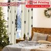Set Of 2 Elegant Flat Printing Curtains Without Rod Black Floral Design Modern Fashionable Curtainments During Women Is Day Curtain Made Polyester