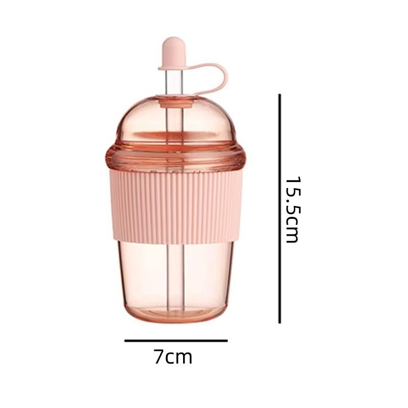 1pc 430ml Portable Flip Straw Cup Plastics Ins Style High-Capacity Water Bottles Tea Coffee Milk Heat-Resistant Juice Jelly Cups