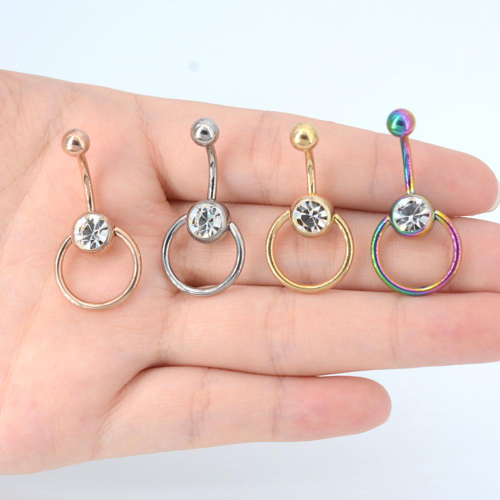 G23 Titanium Diamond Navel Ring - Captive Ball Belly Button Piercing 2023 New Titanium Alloy.