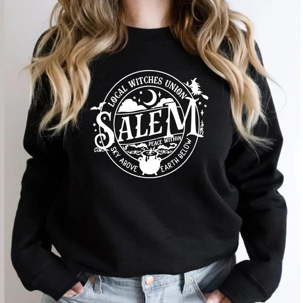 Local Witches Union Salem Sweatshirt Halloween Sweatshirt Women Hoodies Long Sleeve Witches Pullovers Fall Tops Hoodie